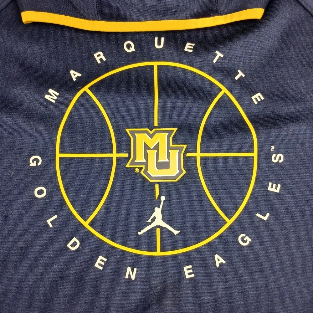 Jordan Marquette Golden Eagles Hoodie Mens XL Blue Yellow Basketball Sweatshirt